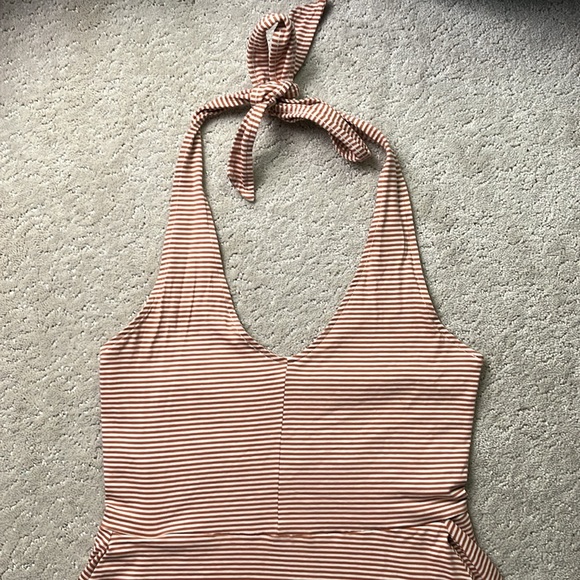 Pact Organic Cotton Shell Stripe Fit & Flare Halter Dress - S - Picture 6 of 12